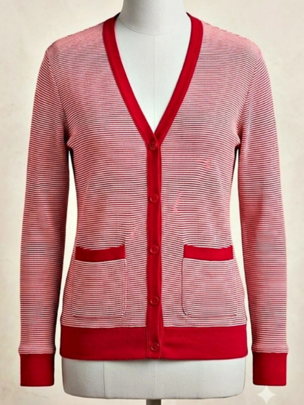 Urban Outfitters Striped Cotton Cardigan in Red & White (Sz M) Fall Classic